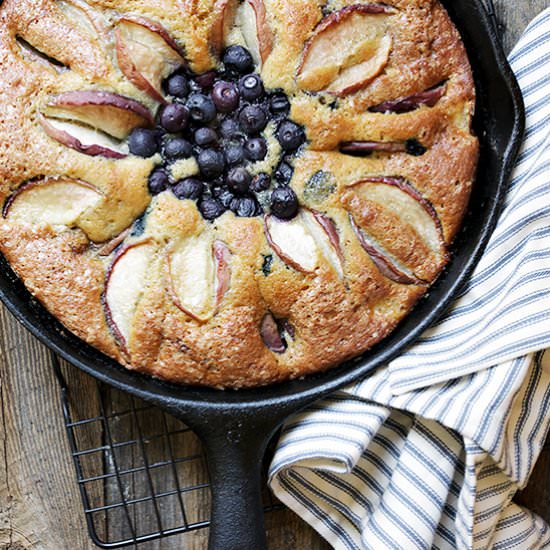 Skillet Peach and Blueberry Cake