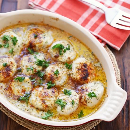 Buttery baked scallops
