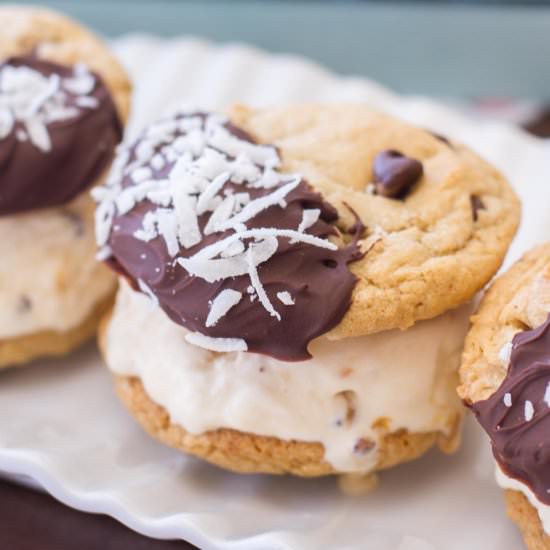 Mocha Coconut Ice Cream Sandwiches