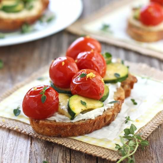 Zucchini and Tomatoes Crostini