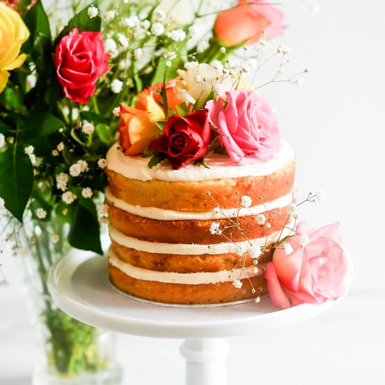 Floral Naked Vanilla Cake