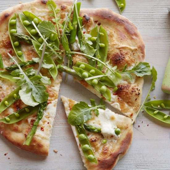 Snap Pea + Asparagus Pizza