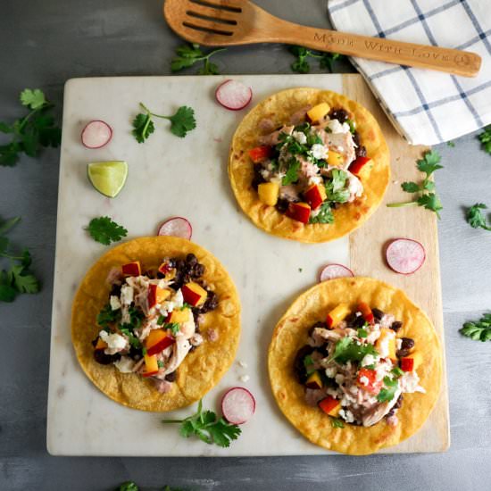 Chicken and Peach Tostadas