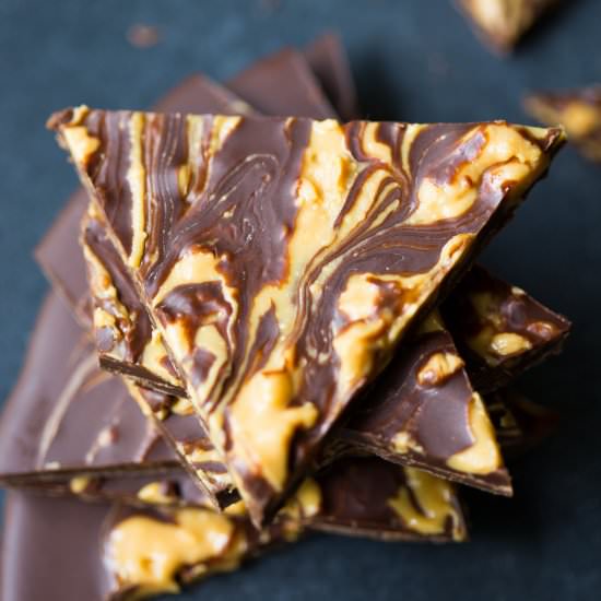 Chocolate Peanut Butter Swirl Bark