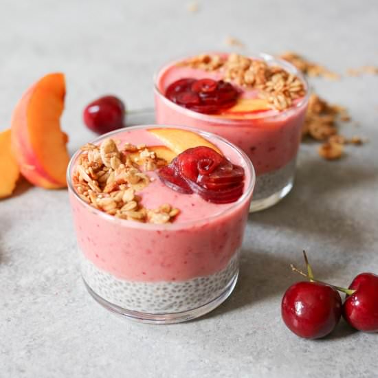 Peach-Cherry-Chia Parfaits