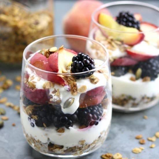 Roasted Peach & Blackberry Parfait