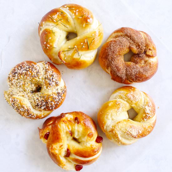 Soft Pretzel Twists (5 Ways)