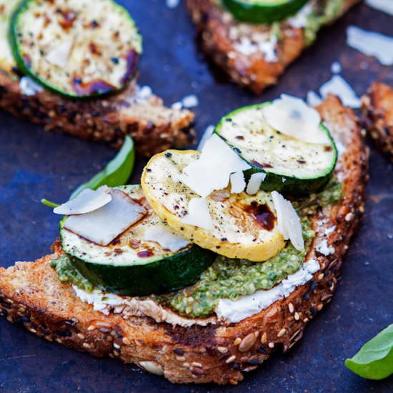 Grilled Summer Squash Crostini