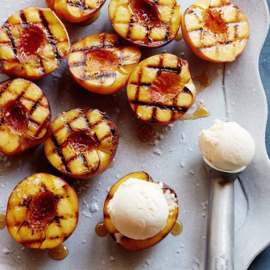 Grilled Peaches + Vanilla Ice Cream