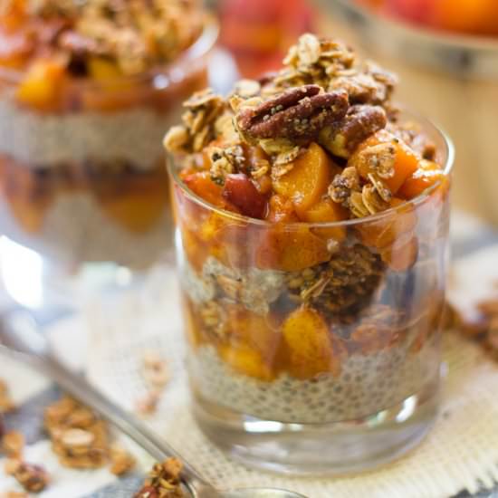 Peach Crisp Chia Pudding Parfaits