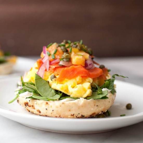 Mile High Open-Faced Bagels
