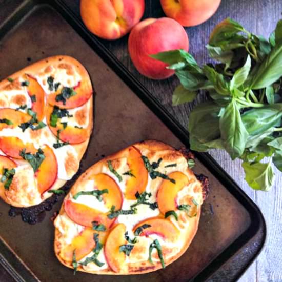 Easy Peach & Basil Flatbread