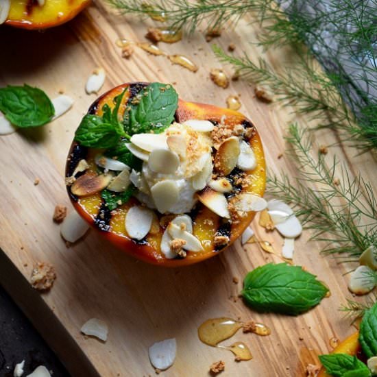 Almond Ricotta Grilled Peaches