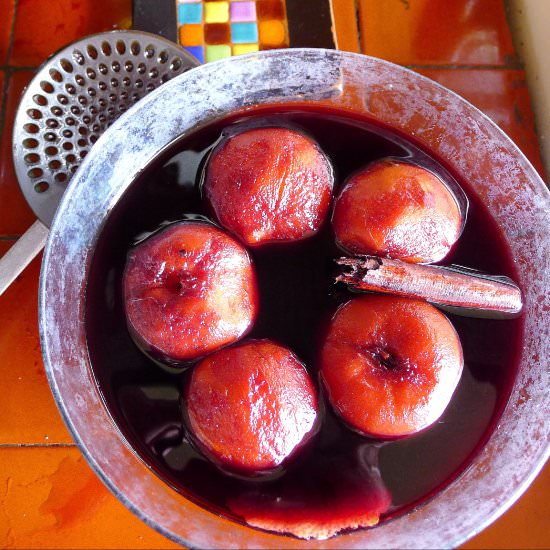 Peaches in Red Wine Syrup