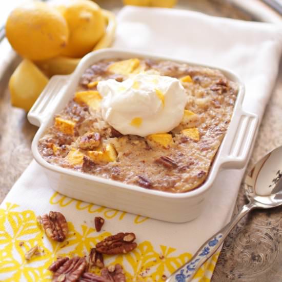 Peaches and Cream Rice Pudding