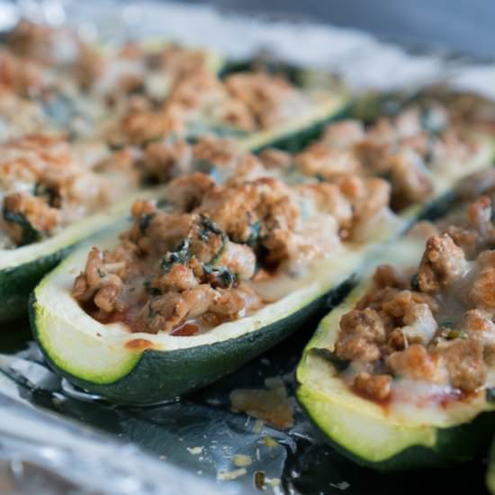Lasagna Stuffed Zucchini Boats