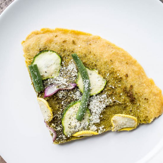 Socca Pizza with Summer Squash