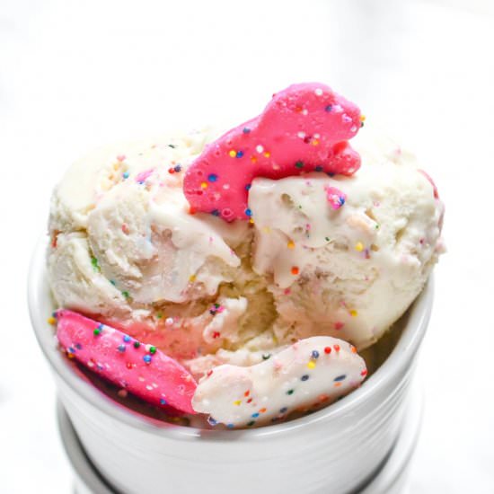 Frosted Animal Cracker No-Churn Ice Cream