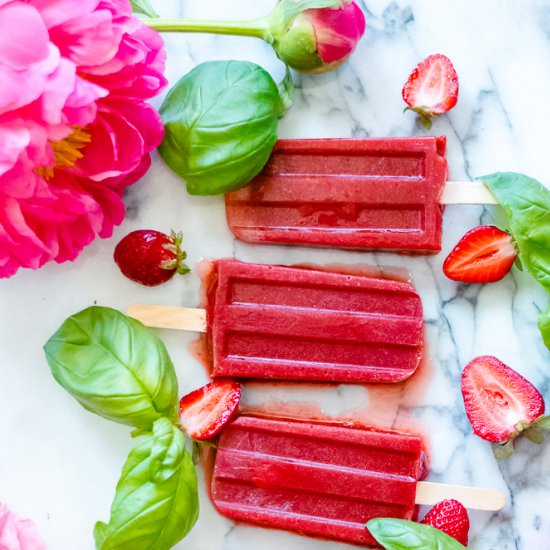 Strawberry + Basil Ice Pops
