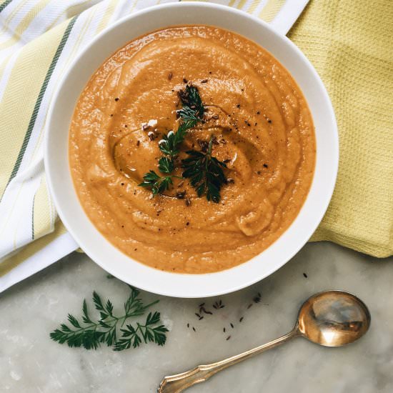 Spiced Carrot and lentil soup