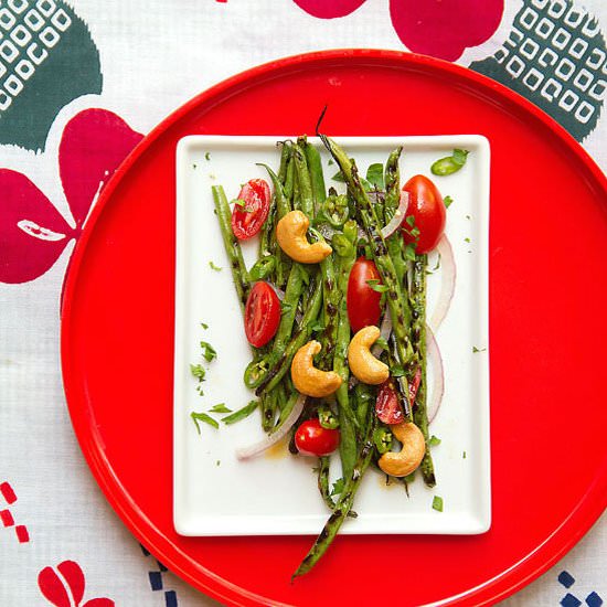 Spicy Grilled Green Beans and Basil