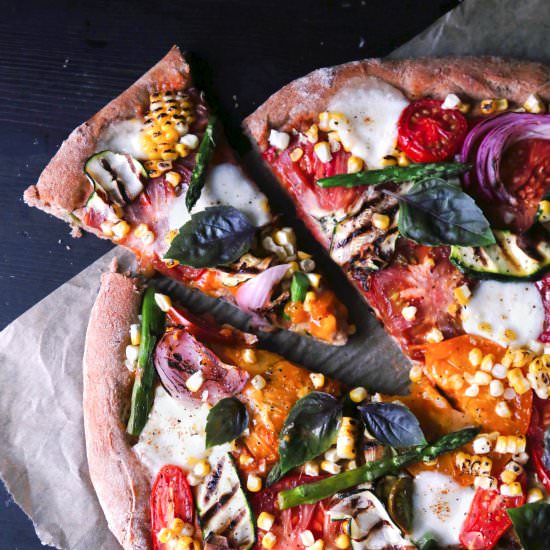 Grilled Summer Veggie Spelt Pizza