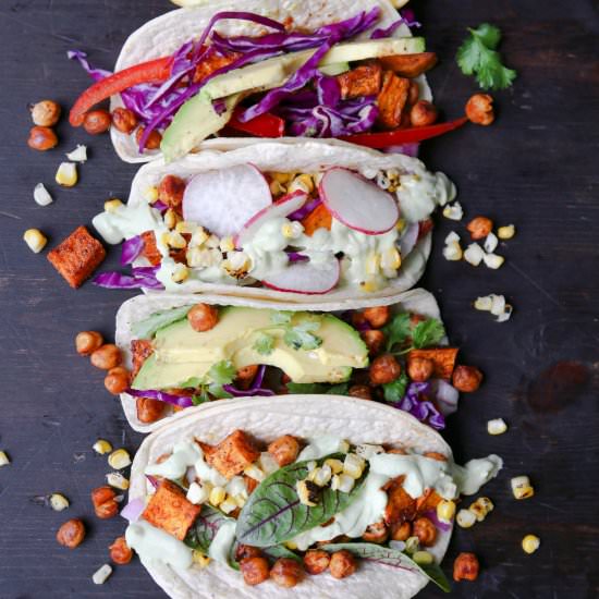 Roasted Chickpea Sweet Potato Tacos