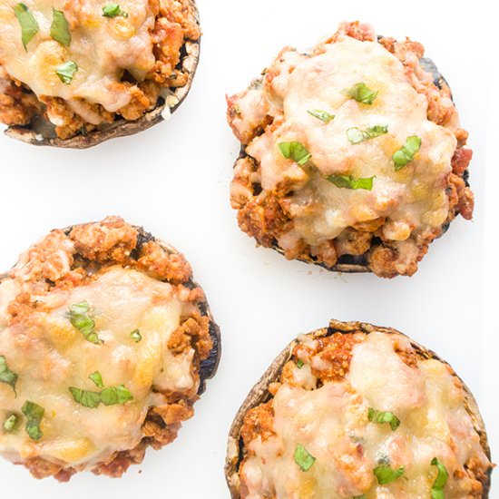 Turkey Marinara Stuffed Mushrooms