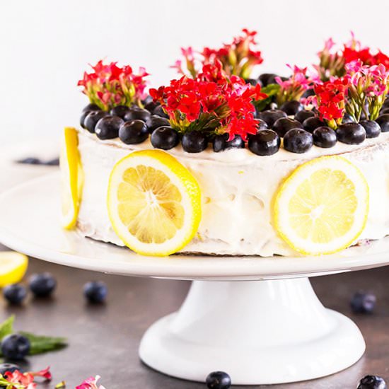 Eggless Blueberry Lemon Cake