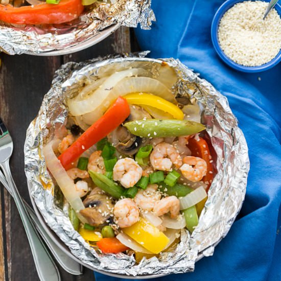 Grilled Sesame Shrimp & Veggies