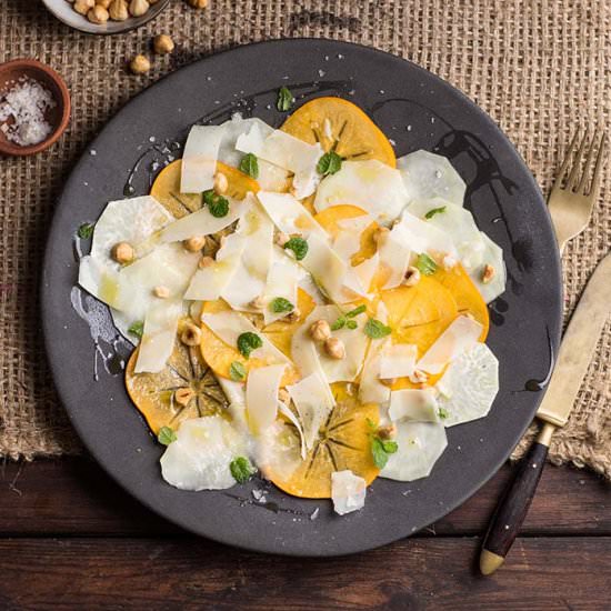 persimmon, kohlrabi salad