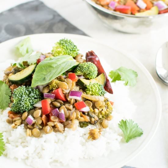 Basil Vegetable Lentil Curry