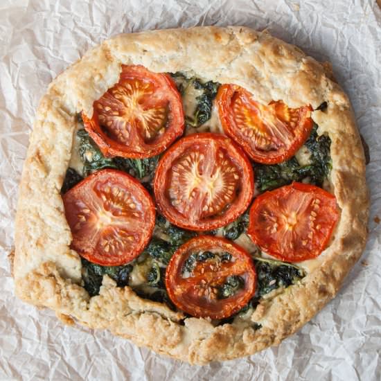 Tomato Spinach Parmesan Galette