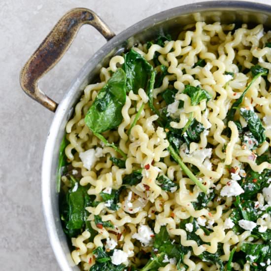 Spinach and Goat Cheese Pasta