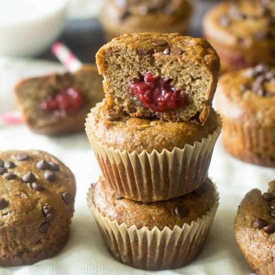 Almond Butter Jelly Banana Muffins