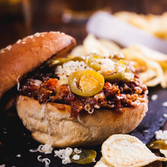 Shredded beef sloppy joes