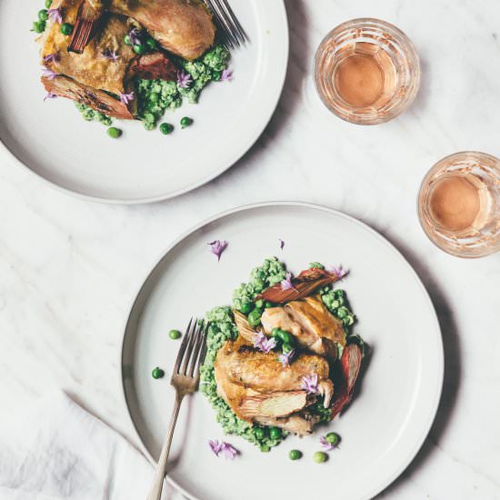 Roasted Chicken with Smashed Peas