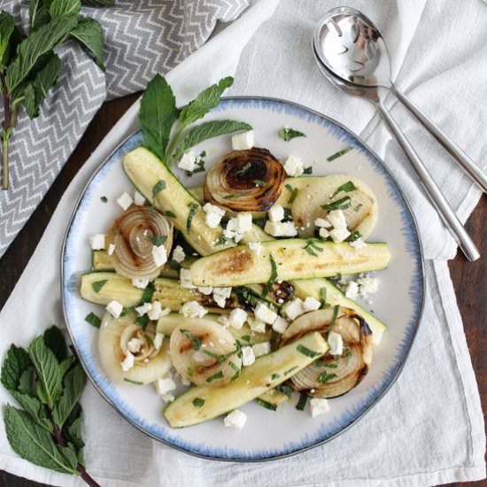 grilled zucchini w. mint & feta
