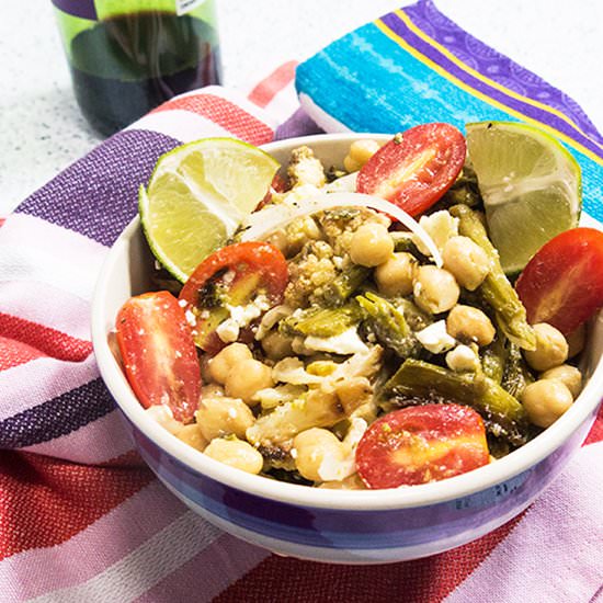 Roasted Asparagus Cauliflower Salad