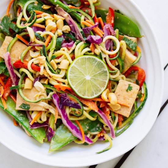 thai rainbow zucchini noodle bowl