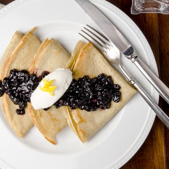 Crepes & Blueberry Compote