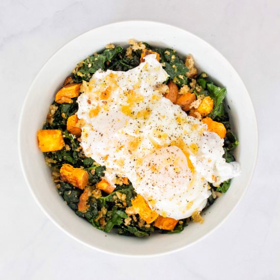 Kale Salad w/ Poached Eggs