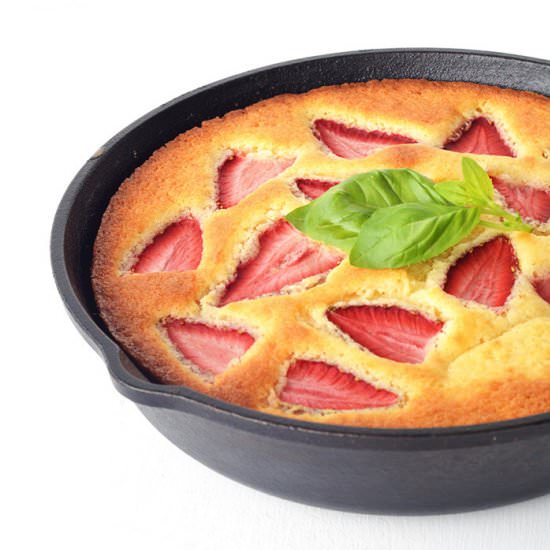 Lemon Strawberry Skillet Cake