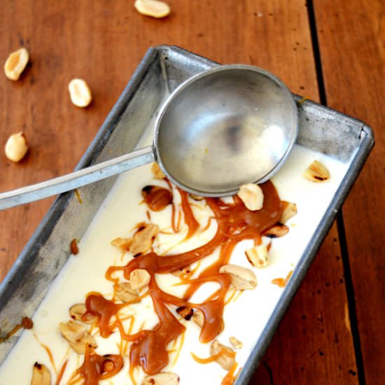 Easy Salted Caramel Peanut Ice Cream