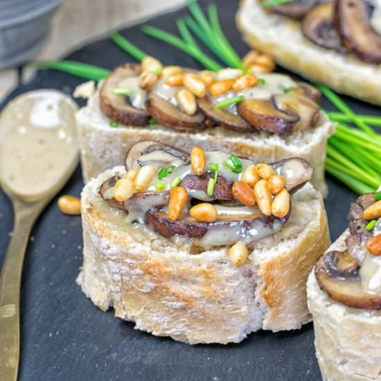 Roasted Garlic Tahini Crostini