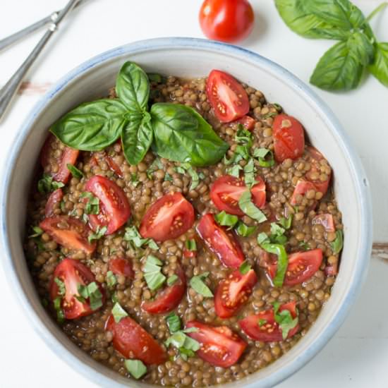 Lunch Box Tomato Basil Lentil Salad