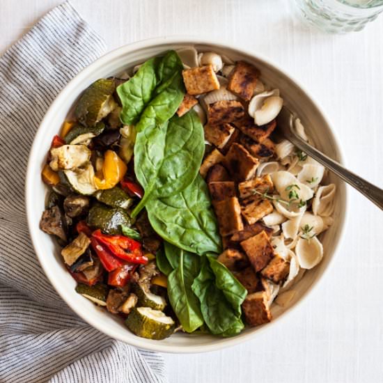 Lemon Pepper Tempeh Pasta Bowls