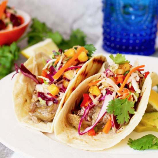 Pulled Pork Chile Verde Style Tacos