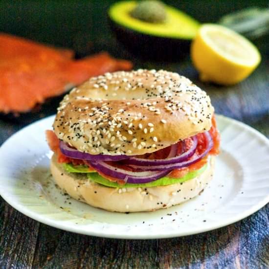 Smoked Salmon Bagel Sandwich