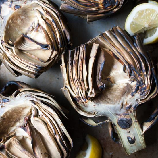 Grilled Artichokes w/ Lemon Mayo